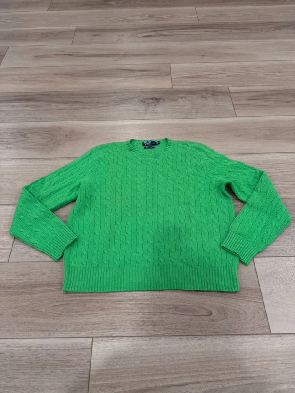 $498 Polo Ralph Lauren Men's The Iconic Cable-Knit Cashmere Jumper, Green, XL